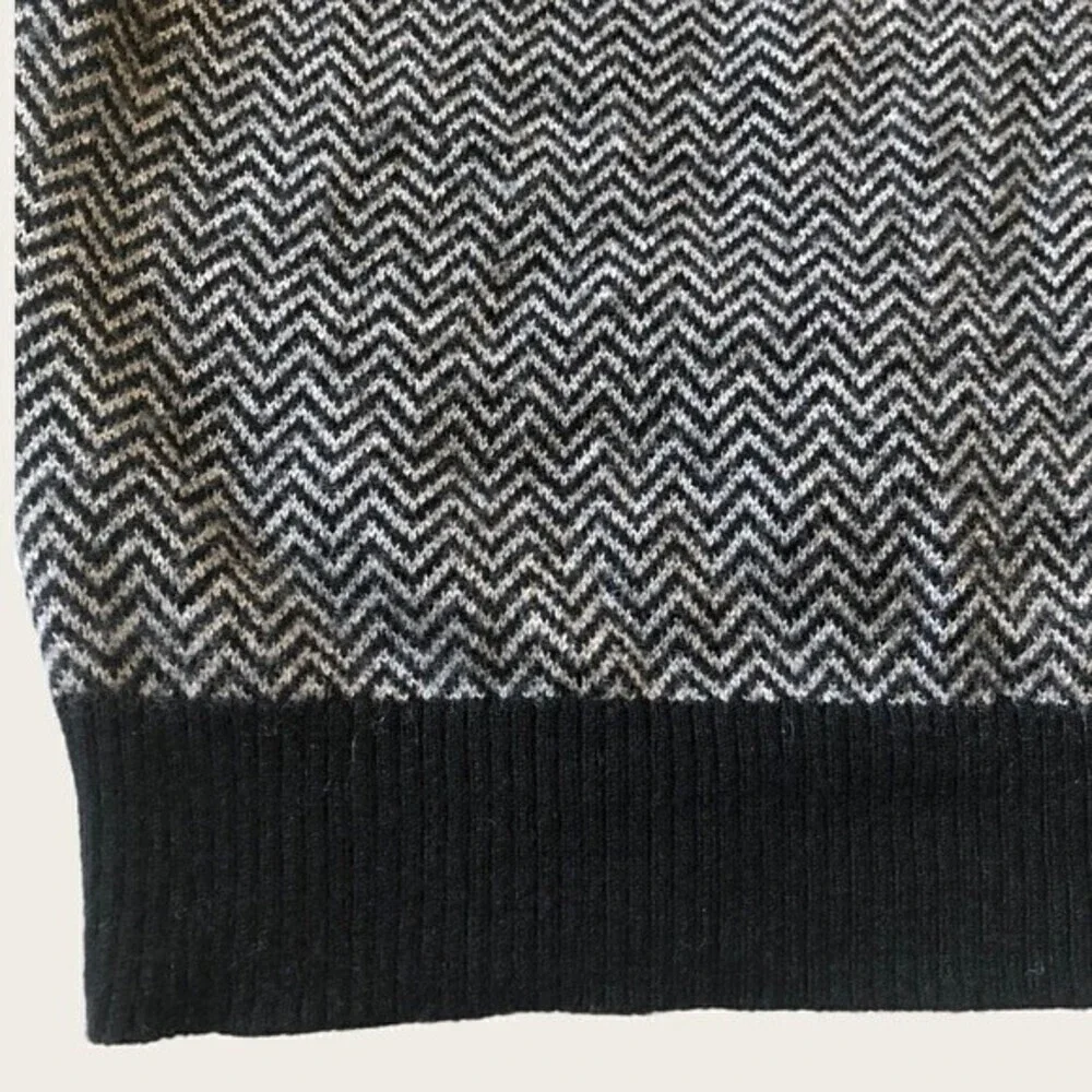 Bobby Jones Chevron V Neck Sweater Wool Cashmere Black Gray XL - Picture 8 of 14